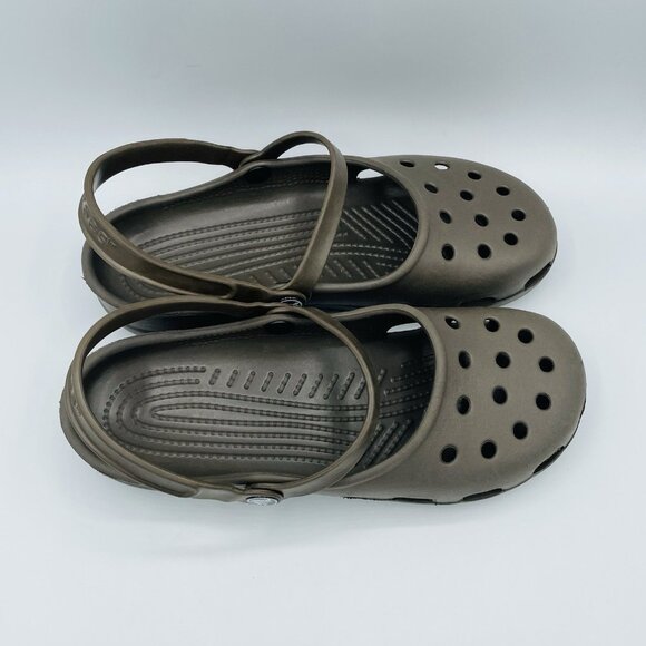 Crocs Shoes Womens Size 10 Brown Slip On Comfort Huaraches Lightweight Strappy - Picture 3 of 11